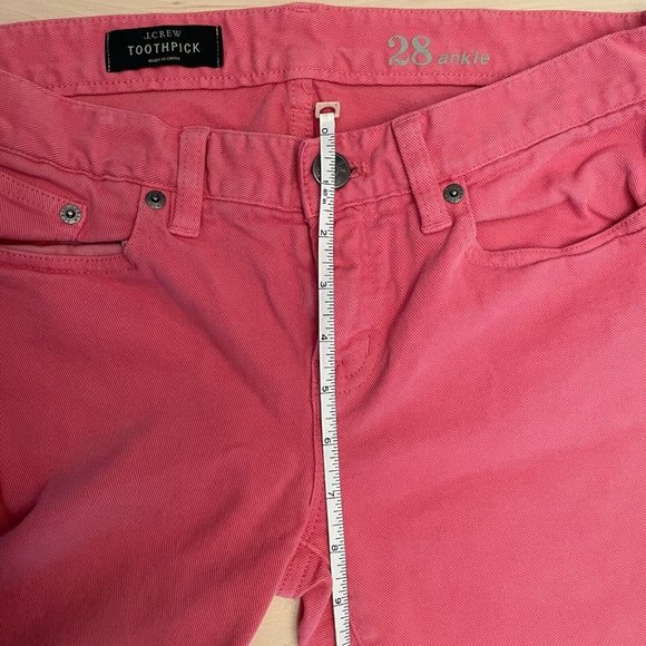 J Crew 8" Toothpick Jeans Women's Size 28 Ankle Denim Pink Coral - Picture 7 of 9